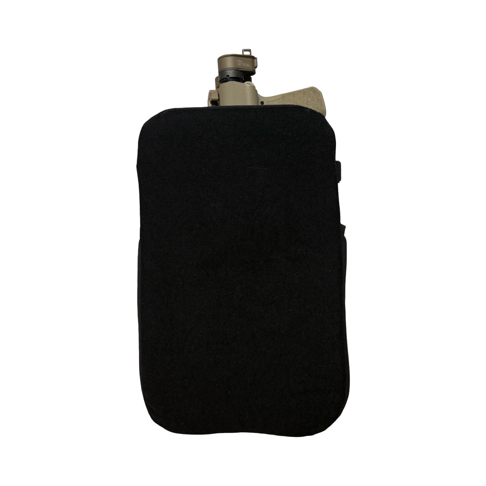 Lynx Defense Policy XL backpack insert in black with a folded FDE AR pistol stowed inside