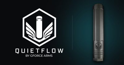 QuietFlow by GForce Arms logo beside a QuietFlow suppressor